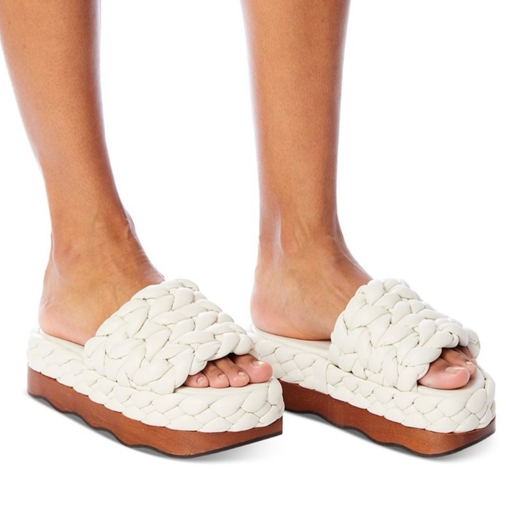 Chloé Women's Wavy Leather Platform Slide Sandals size 12